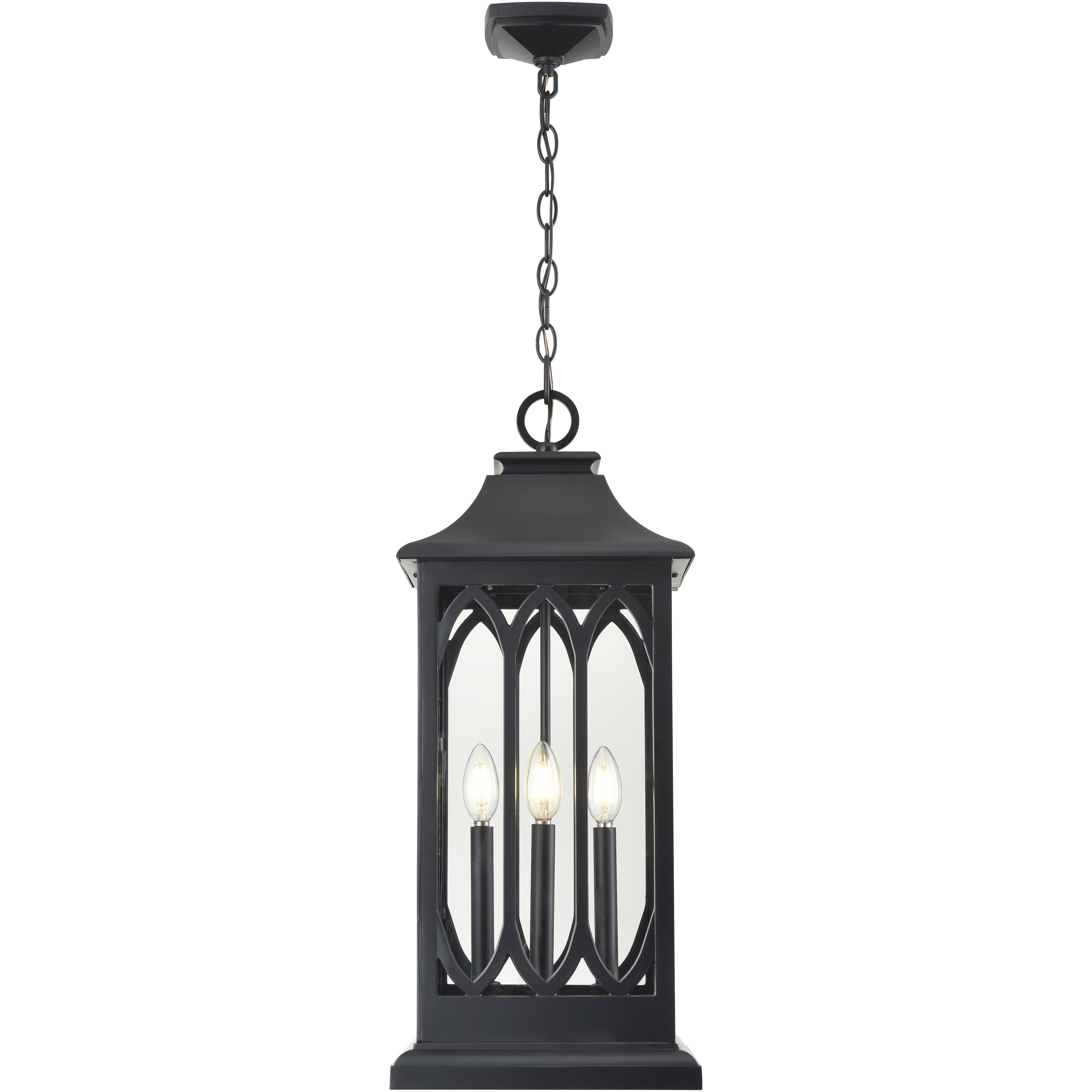 Mallorey 3 Light 10.5 inch Powder Coated Black Outdoor Hanging Lantern